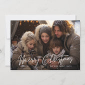 Snowy Elegance Foto Vrolijk Kerstrood Feestdagenkaart (Voorkant)
