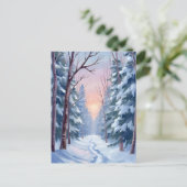 Snowy Escape | Winter Forest Watercolor Painting Briefkaart (Staand voorkant)