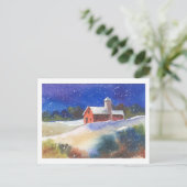 Snowy Evening Barns Briefkaart (Staand voorkant)