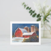 Snowy Evening Barns & Silos Briefkaart (Staand voorkant)