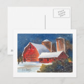 Snowy Evening Barns & Silos Briefkaart (Voorkant / Achterkant)