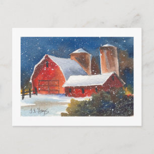 Snowy Evening Barns & Silos Briefkaart
