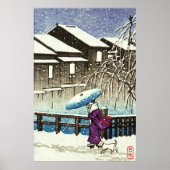 Snowy Evening Kawase Hasui 1930 Poster (Voorkant)