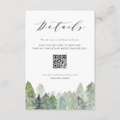 Snowy Evergreen Forest QR Code Trouwdetails Informatiekaartje (Voorkant)