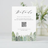 Snowy Evergreen Forest QR Code Trouwdetails Informatiekaartje (Staand voorkant)
