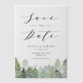 Snowy Evergreen Forest Winter Save the Date Vellum Uitnodigingen (Voorkant)