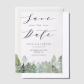 Snowy Evergreen Forest Winter Save the Date Vellum Uitnodigingen (Offset)