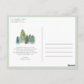 Snowy Evergreen Forest Winter Wedding Bedankt Briefkaart (Achterkant)