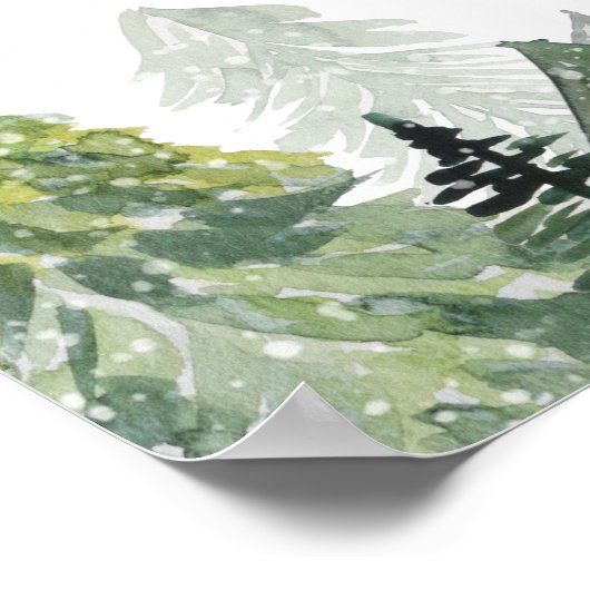 Snowy Evergreen Forest Winter Wedding Welkom Poster (Hoek)