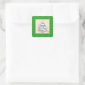 Snowy Evergreen Happy Square Kerst sticker (Tas)