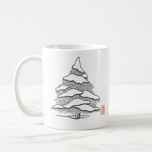 Snowy Evergreen Hot Cocoa Classic Mok (Links)