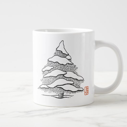 Snowy Evergreen Hot Cocoa Jumbo Mok (Rechts)