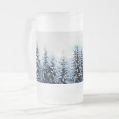 Snowy Evergreen Pine Trees Bevroren Glass 16oz Mok (Voorkant links)