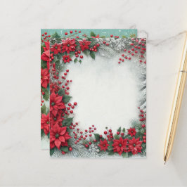 Snowy Evergreen Poinsettia Lijst Scrapbook Paper