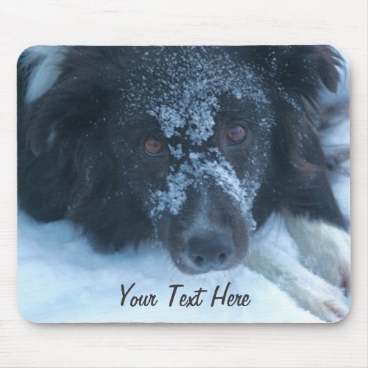 Snowy Faced Border Collie Cute Dog Mousepad Muismat (Voorkant)