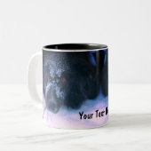 Snowy Faced Border Collie Cute Personated Tweekleurige Koffiemok (Voorkant links)