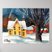 Snowy Farmhouse en Barns Poster (Voorkant)