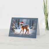 Snowy Fawn Christmas Kaart (Voorkant)
