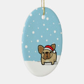 Snowy Fawn Frenchie Keramisch Ornament (Rechts)