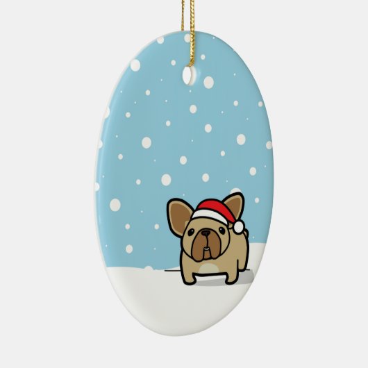 Snowy Fawn Frenchie Keramisch Ornament (Rechts)