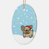 Snowy Fawn Frenchie Keramisch Ornament (Links)