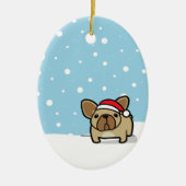 Snowy Fawn Frenchie Keramisch Ornament (Voorkant)