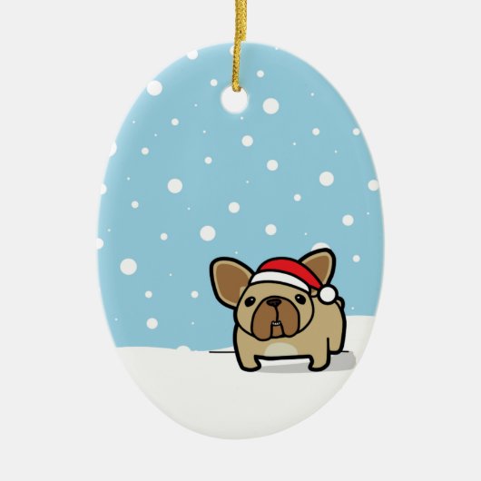 Snowy Fawn Frenchie Keramisch Ornament (Voorkant)