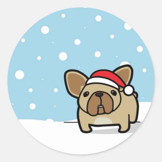 Snowy Fawn Frenchie Ronde Sticker (Voorkant)