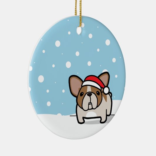 Snowy Fawn Pied Frenchie Keramisch Ornament (Rechts)