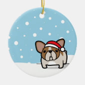 Snowy Fawn Pied Frenchie Keramisch Ornament (Voorkant)