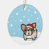 Snowy Fawn Pied Frenchie Keramisch Ornament (Links)