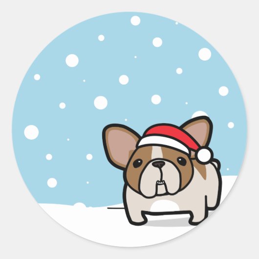 Snowy Fawn Pied Frenchie Ronde Sticker (Voorkant)