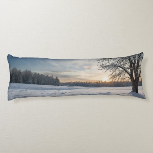 Snowy Field Design Long Pillow Lichaamskussen (Achterkant)