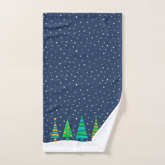 Snowy Fir Trees Bath Towel Set Bad Handdoek (Handdoek)