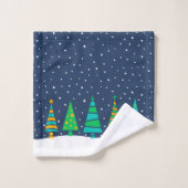 Snowy Fir Trees Bath Towel Set Bad Handdoek (Wasdoekje)