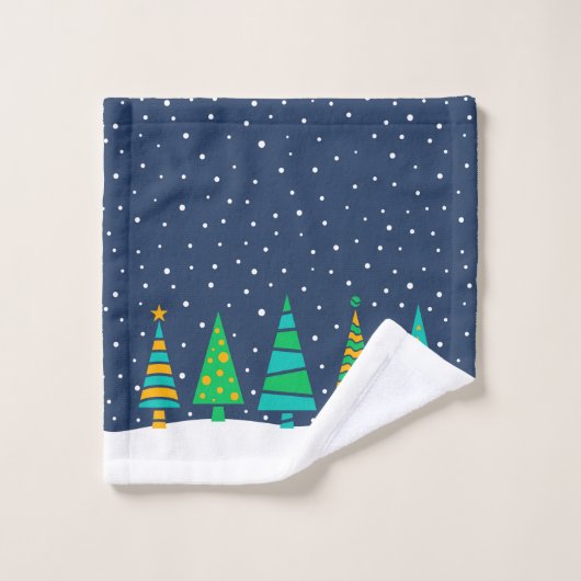 Snowy Fir Trees Bath Towel Set Bad Handdoek (Wasdoekje)