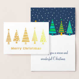 Snowy Fir Trees Folie Christmas Kaart