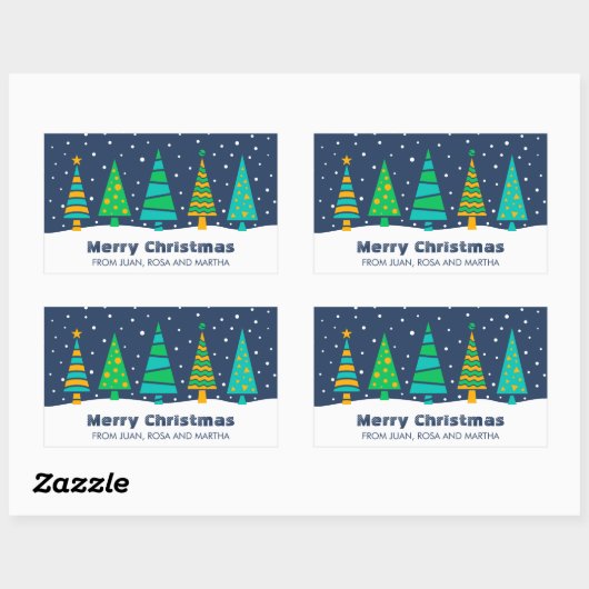 Snowy Fir Trees Grote Kerst stickers (Vel)
