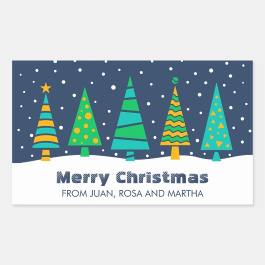 Snowy Fir Trees Grote Kerst stickers (Voorkant)