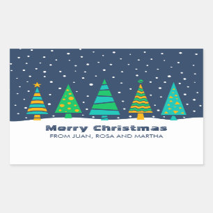 Snowy Fir Trees Kerst stickers