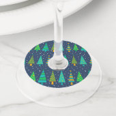 Snowy Fir Trees Papier Wijnglas Labels (Dichtbij)