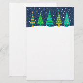 Snowy Fir Trees Stationery Briefpapier (Voorkant / Achterkant)