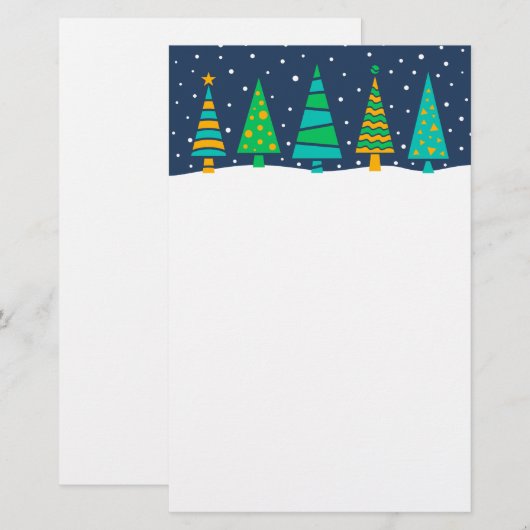 Snowy Fir Trees Stationery Briefpapier (Voorkant / Achterkant)