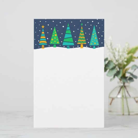 Snowy Fir Trees Stationery Briefpapier (Staand voorkant)