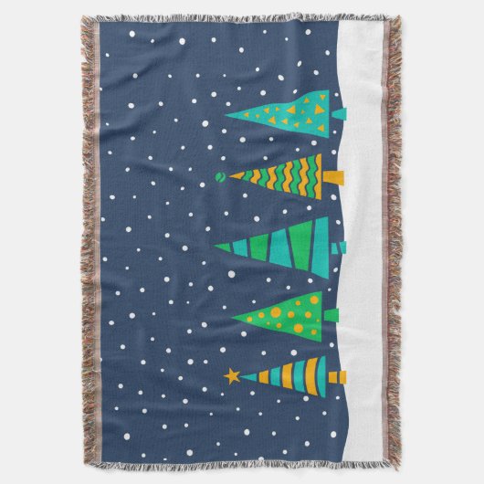 Snowy Fir Trees Throw Blanket Deken (Voorkant Verticaal)