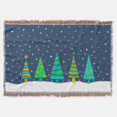 Snowy Fir Trees Throw Blanket Deken (Voorkant)