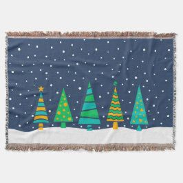Snowy Fir Trees Throw Blanket Deken
