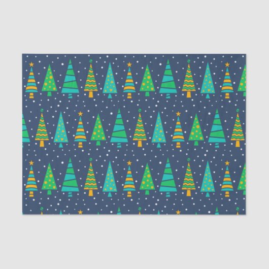 Snowy Fir Trees Tissue Paper Tissuepapier (Voorkant)
