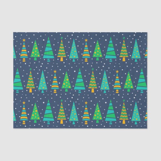 Snowy Fir Trees Tissue Paper Tissuepapier (Voorkant)