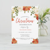 Snowy Floral Christmas Party Kaart (Staand voorkant)